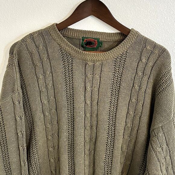 VTG BOSTON TRADERS Cable Knit Cotton Blend Grandpa Sweater Size L Indie Eclectic - Picture 2 of 11